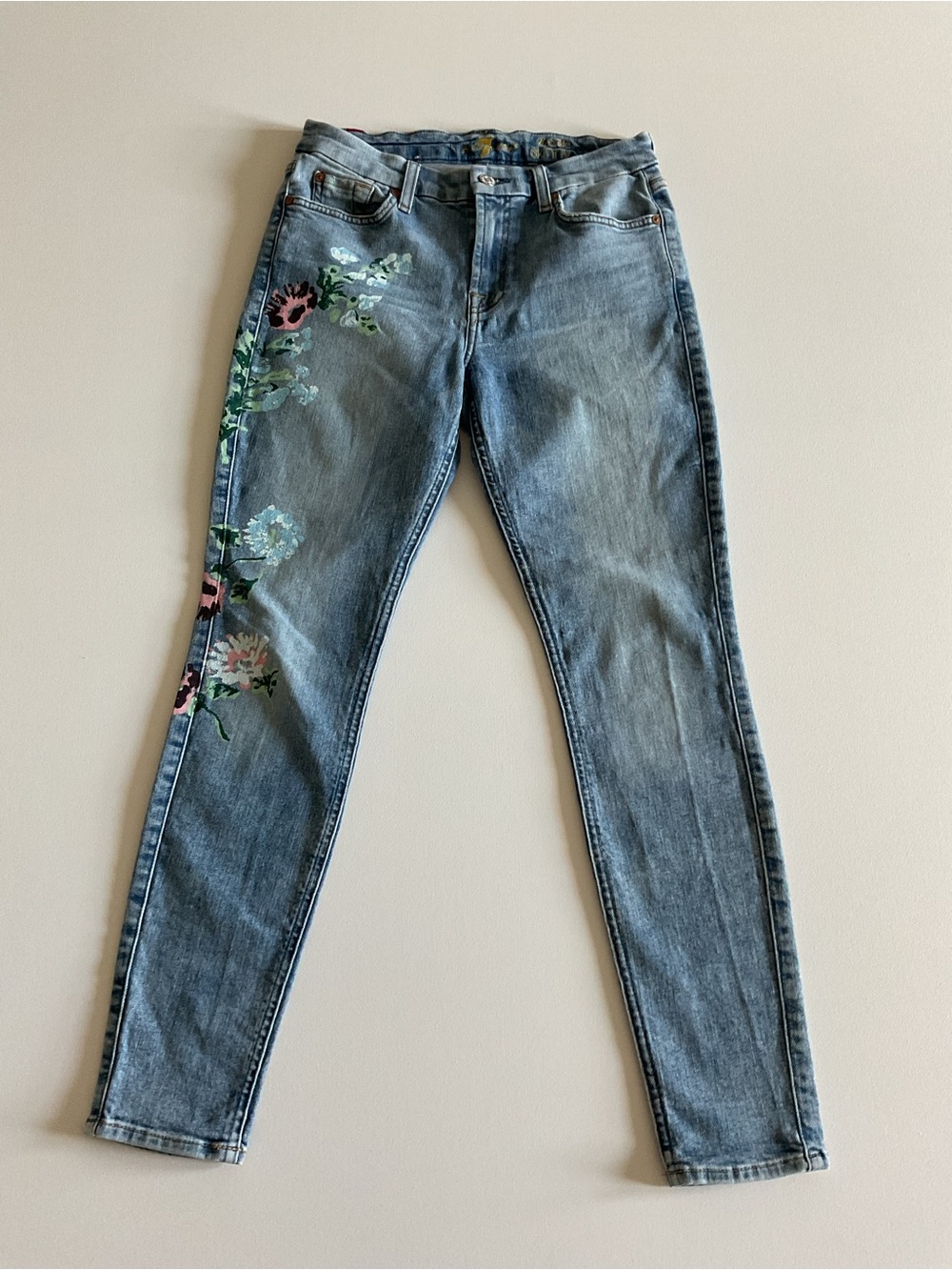 7 For All Mankind Ankle Skinny Floral Print Jeans